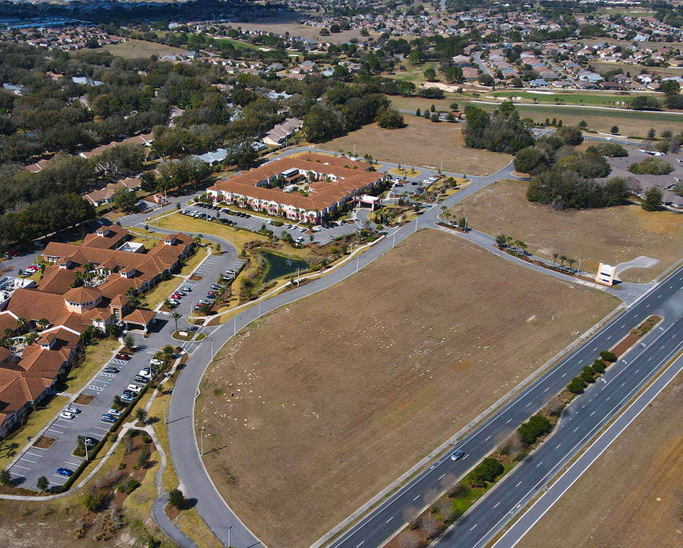 bridgewater-park-colen-built-commercial-property-lot-3-north Aerial of Prime Commercial Property near SR 200 near On Top of the World Communities Ocala, FL - Bridgewater Park Lot 3 looking north offered by Colen Built Commercial