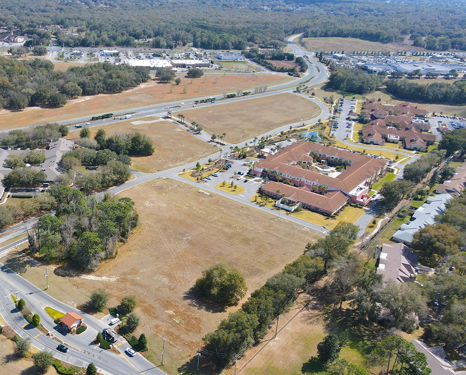 bridgewater-park-colen-built-commercial-property-lot-3-southeast Aerial of Prime Commercial Property near SR 200 near On Top of the World Communities Ocala, FL - Bridgewater Park Lot 3 looking south offered by Colen Built Commercial