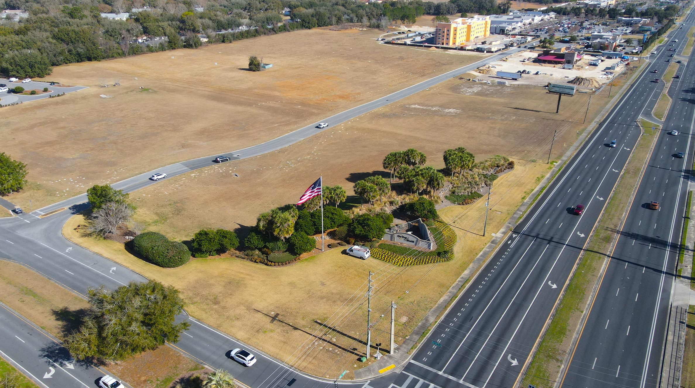 colen-built-commercial-sr-200-canopy-oaks-lot-2-aerial Aerial of Prime Commercial Property on SR 200 in front of On Top of the World Communities Ocala, FL - Lot 2 offered by Colen Built Commercial