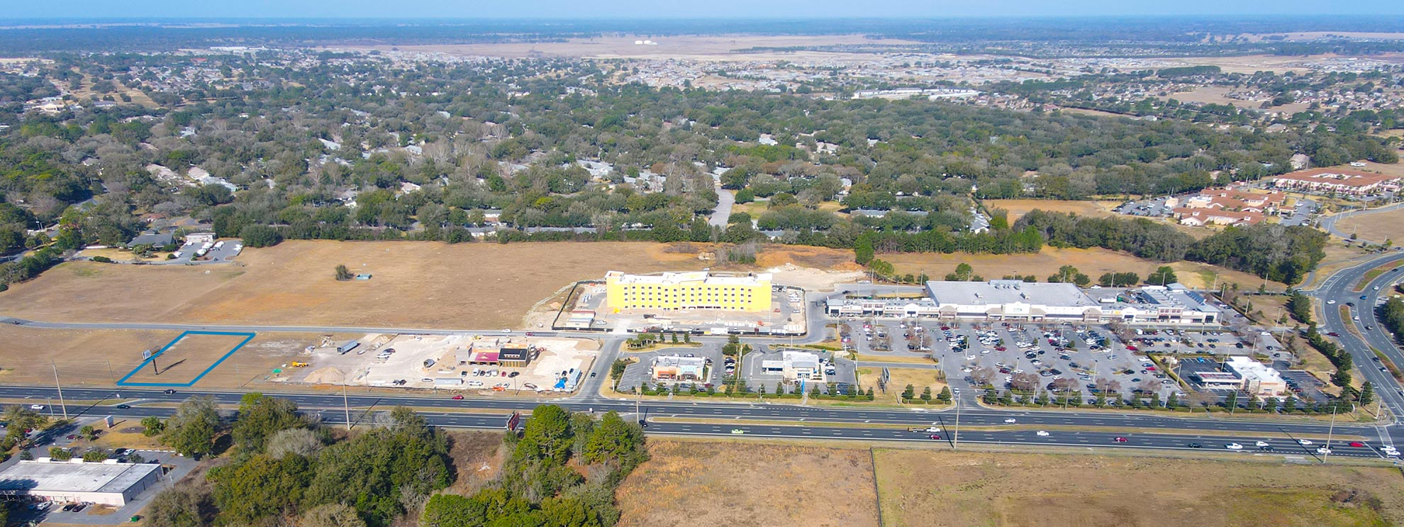 colen-built-commercial-sr-200-canopy-oaks-lot-3-aerial-locate Aerial of Prime Commercial Property on SR 200 in front of On Top of the World Communities Ocala, FL - Lot 3 locate offered by Colen Built Commercial