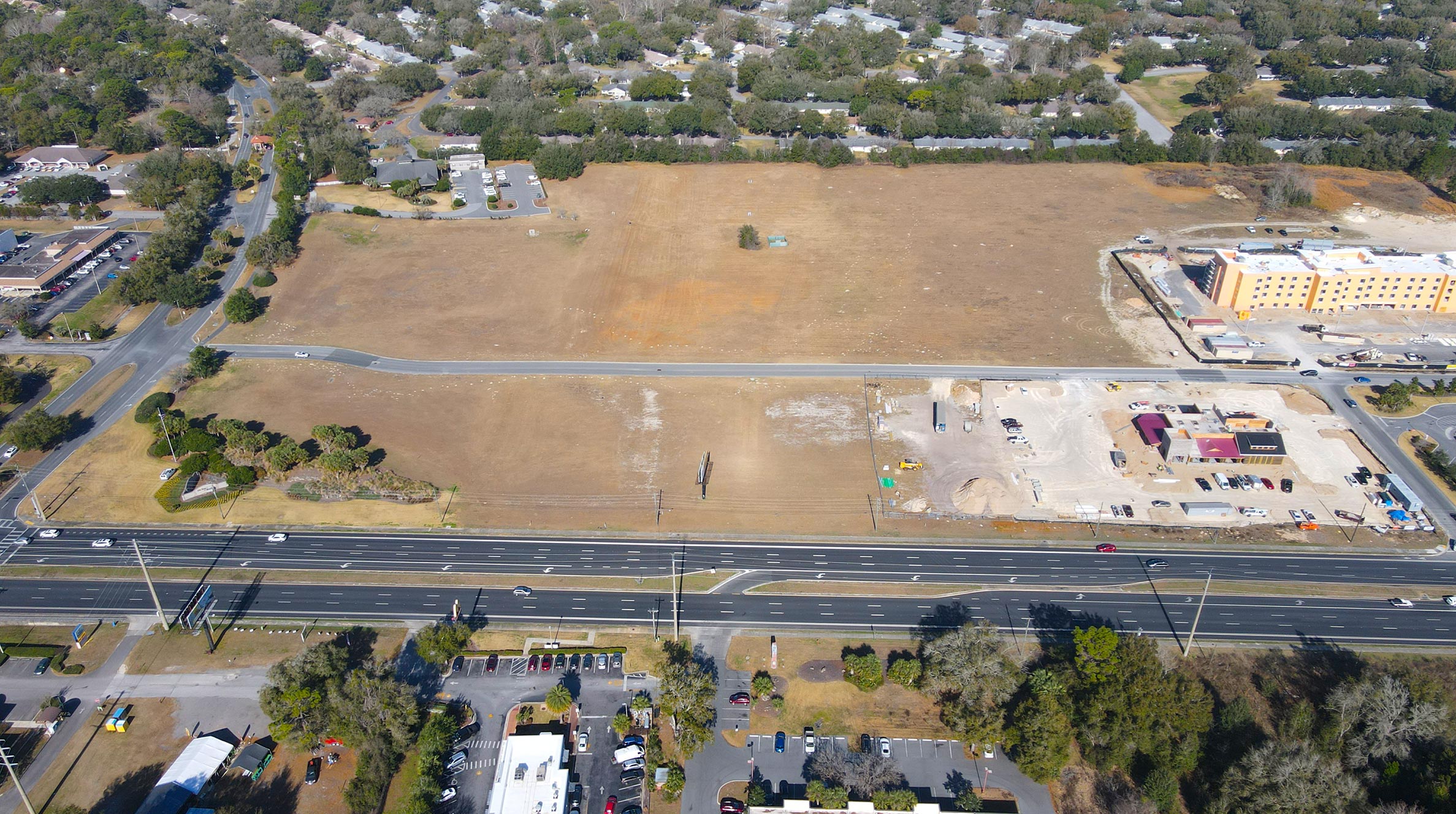 colen-built-commercial-sr-200-canopy-oaks-lot-3-aerial-north Aerial of Prime Commercial Property on SR 200 in front of On Top of the World Communities Ocala, FL - Lot 3 offered by Colen Built Commercial